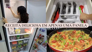 LIMPEI E ORGANIZEI A GELADEIRA, GAVETAS DA COZINHA EM ORDEM, RECEITA DE ARROZ COM COSTELINHA FÁCIL