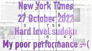 Sudoku solution – New York Times sudoku 27 October 2022 Hard level