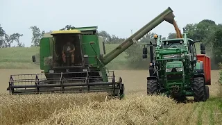 Combining Wheat with John Deere 1075 plus NEW 6120M carting