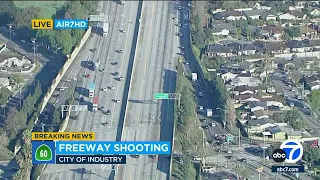 Gunshot victim hospitalized after CHP responds to report of shooting on 60 Freeway in Industry