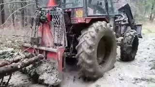 Zetor 7340 Turbo v lese + Přibližovani s koňmi -Pisek