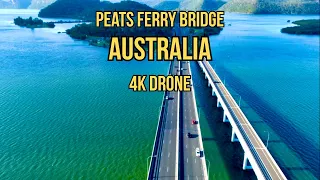 Flying over Peats Ferry Bridge Mooney Mooney Sydney NSW Australia 4K Drone video with relaxing music