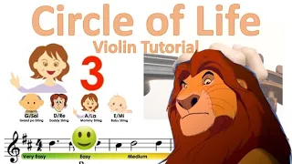 Circle of Life from Lion King sheet music and easy violin tutorial