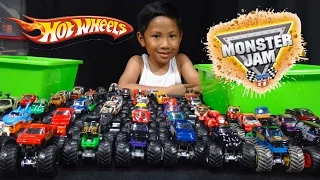 Hot Wheels Monster Jam Truck Collection and Truck Loop Race Track