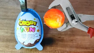 EXPERIMENT Glowing 1000 degree METAL BALL vs Cosby fun EGG