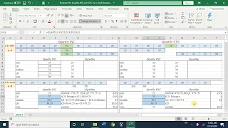 Statistics with Excel: Illustrate the difference between Quartile.INC and .EXC by small datasets