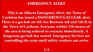 Cardston DANGEROUS GAS LEAK (Alberta)