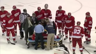 Patrick Eaves taken to hospital after a hit in the head by Roman Josi