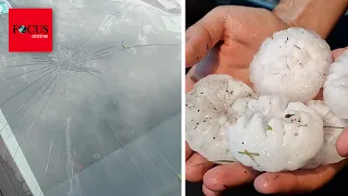 Riesige Hagel-Bälle schießen vom Himmel - Unwetterchaos in Italien