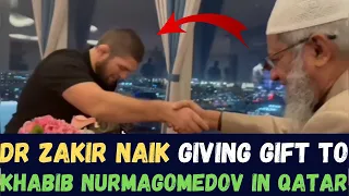 DR ZAKIR NAIK GIVING A GIFT TO KHABIB NURMAGOMEDOV IN QATAR DURING WORLD CUP