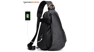 Крутой однолямочный рюкзак через плечо Tangcool TC901-1, с USB портом, влагозащищённый, 10л
