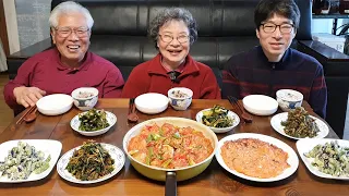 Pork Belly Kimchi Jjim Mukbang (Steamed Eggplant Red Pepper, Butterbur, Shrimp Kimchi Pancake)Recipe