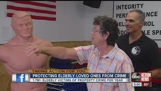 Older residents learning self-defense tactics to fend off intruders