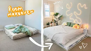 EXTREME Aesthetic Room Makeover 🛏 korean style inspired & pinterest + unboxing 📦