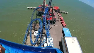 Iron Shark Roller Coaster POV at Pleasure Pier in Galveston, Texas