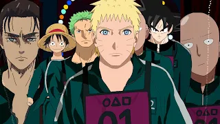 If Saitama, Goku, Naruto, Luffy, Eren, zoro playing the squid Game | Squid game animation part 4