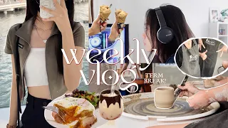 weekly vlog 🍒 | term break, trying korean pottery, nights in the city, lots of food,