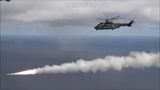 Brazilian Navy H225M firing an AM39B2M2 Exocet