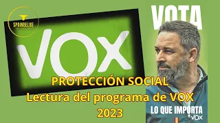 PROTECCIÓN SOCIAL - Lectura del programa de VOX 2023 - pag. 62 a 71