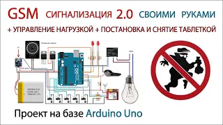 GSM сигнализация на базе Arduino uno и GSM модуля Sim800l Версия 2.0 Скачать прошивку бесплатно.