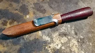 Knife forging experiment - Crazy knife handle and wood sheath