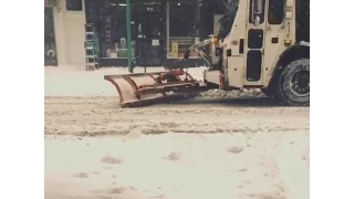 Garbage Trucks Plow Snow in Brooklyn