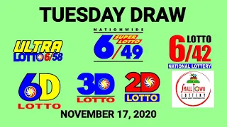 Lotto Result November 17 2020 - Tuesday Draw (2D, 3D 6/42, 6/49, 6/58)