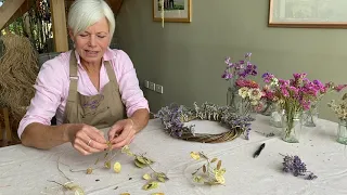 Dried flower wreath making demonstration