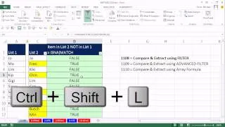 Excel Magic Trick 1108: Compare 2 Lists and Extract Records: Filter Method