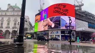 London Summer Walk in Rain | Leicester Square | 4K | June 2021