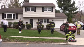 Funeral procession and Bagpipe salute for John Ferrarella Sr. Served USMC, Paterson and Wayne Fire