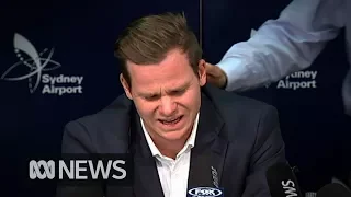 Steve Smith breaks down during ball tampering press conference | ABC News