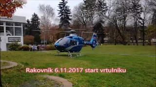 Start vrtulníku - záchranná akce Rakovník, Pražská 6.11.2017