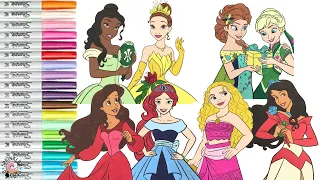 Disney Princess Coloring Book Compilation Color Swap Moana Aurora Ariel Elena Anna Elsa Tiana Belle