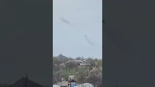 Russian Ka-52 and Mi-28N helicopters firing rockets into the air in the Donbas to avoid MANPADS