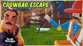 Start To Finish Crowbar Escape In Hello Neighbor - How To Complete Act 2 Guide - Dollhouse Lego