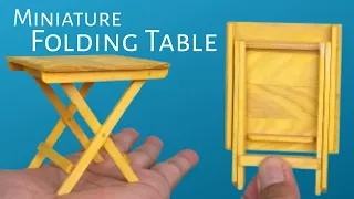 Popsicle sticks Cafe folding table in miniature