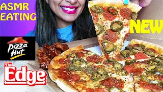 ASMR EATING PIZZA HUT NEW EDGE PIZZA+ HONEY BARBECUE BONELESS WINGS MUKBANG EATING SOUNDS.