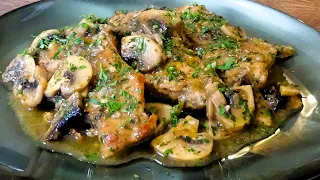 Pork Chops with Mushroom Sauce. Cooked in a pan. Quick, Easy and Delicious Recipe!