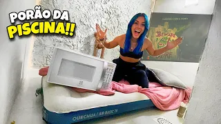 PASSAMOS A NOITE NA CASA DE MÁQUINAS DA PISCINA DA MINHA CASA ABANDONADA!!