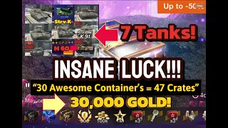 wot Blitz Crate Opening 30 Awesome Container's = 47 Crates 30k GOLD 7 Tanks in 4K! wotb