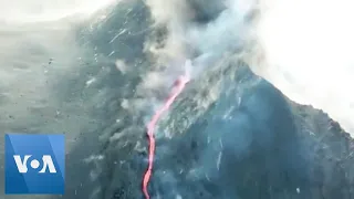 Drone Shot Shows Volcanic Cone Collapsing in La Palma