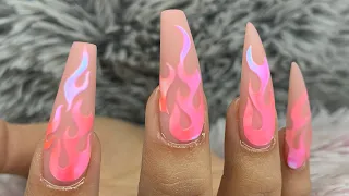 On FIRE 🔥😰 Flame Nails