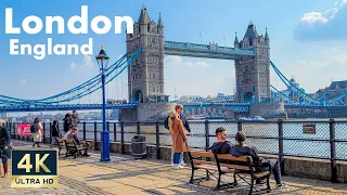 London England 🇬🇧 4K Walking Tour Tower Bridge Tower of London 2022