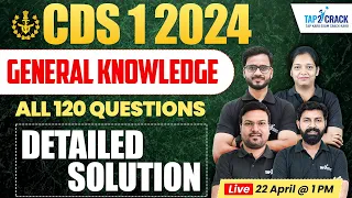 CDS 1 2024 GK Answer Key | CDS 1 2024 GS Paper Solution | CDS 1 2024 Paper Analysis | CDS Tap2Crack