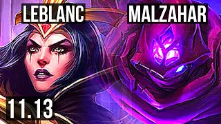 LEBLANC vs MALZAHAR (MID) | 5/1/12, 1500+ games, 800K mastery | KR Diamond | v11.13