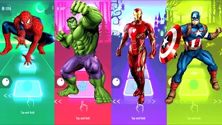 Spiderman 🆚 Hulk 🆚 Iron Man 🆚 Captain America | Marvel Heroes | Tiles Hop Fun Ball