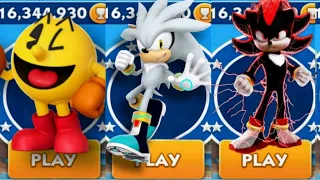 Sonic Dash - Sir Pacman VS Silver Sonic VS Captaine Shadow _Movie Sonic vs All Bosses Zazz Eggman