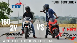 Hero Xtreme 200S Vs Tvs Apache RTR 160 2V | Race Till Their Potential | Tough Competition
