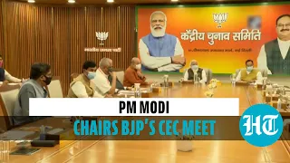 Watch: PM Modi, Amit Shah, Rajnath Singh at BJP’s CEC meet ahead of polls